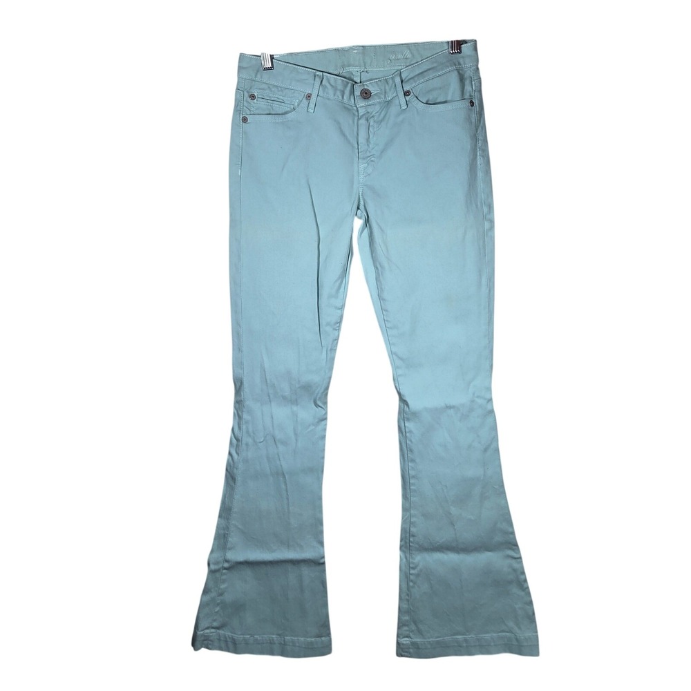 7 For All Mankind Giselle Flare Jeans Womens 28 Blue Mint Pastel Boho Retro 70's